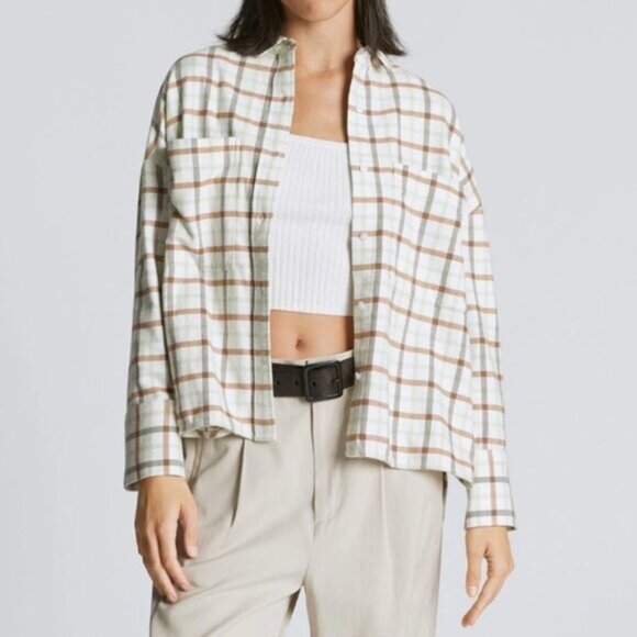 Everlane Boxy Button Front Cotton Flannel Plaid Oversized Long Sleeve Shirt XXS - Picture 1 of 7